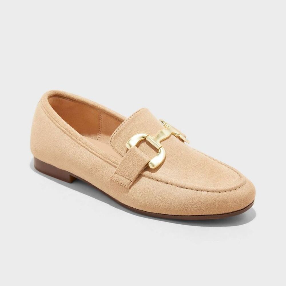 a new day Tan Loafers with Gold Buckle